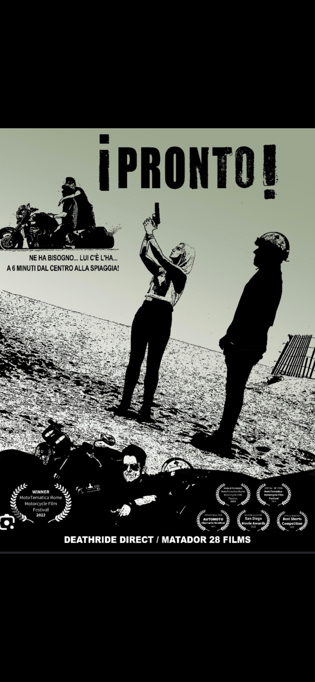 !PRONTO¡ official film poster — cinematic motorcycle thriller directed by Veen Viscal, shot in one take